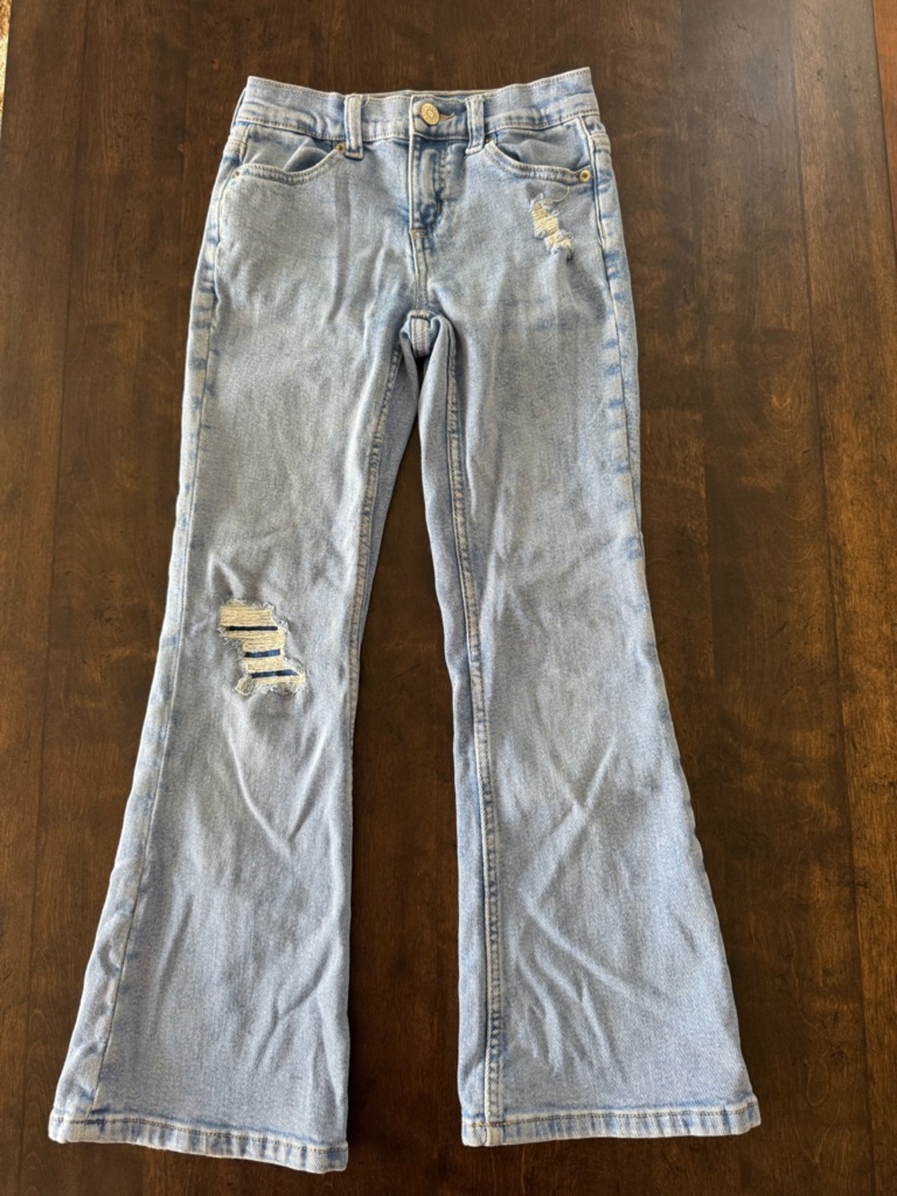 Justice Light Blue Flared Jeans with Distressed Detail Size 10